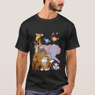 動物園の動物たち 動物愛好家ファミリー Tシャツ