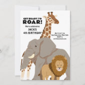 動物園の動物の子誕生日 招待状 (正面)