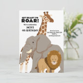 動物園の動物の子誕生日 招待状 (スタンド正面)