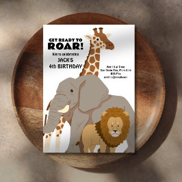 動物園の動物の子誕生日 招待状