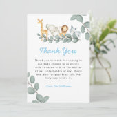 動物園の動物の少年の赤ちゃんシャワーサンキューカード サンキューカード (スタンド正面)