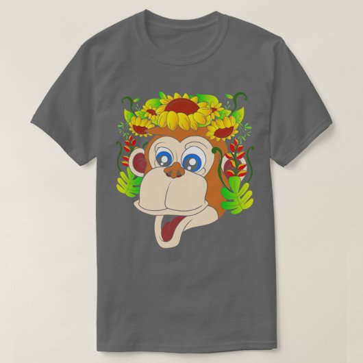 動物園の動物の花サル Tシャツ (デザイン正面)