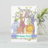 動物園の動物の誕生日パーティーへの招待 招待状 (スタンド正面)