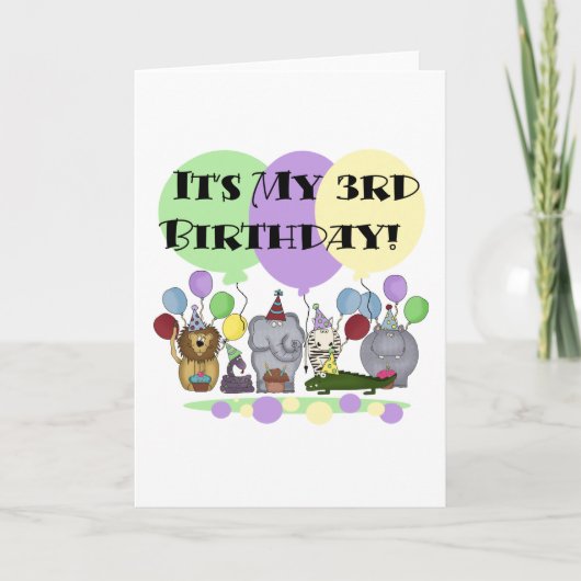 動物園の動物の誕生日Tシャツとギフト カード (正面)