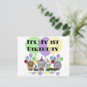 動物園の動物の誕生日Tシャツとギフト ポストカード (スタンド正面)