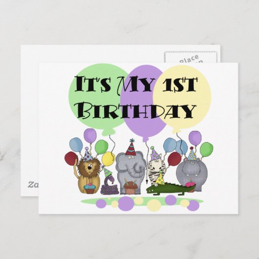 動物園の動物の誕生日Tシャツとギフト ポストカード (正面/裏面)