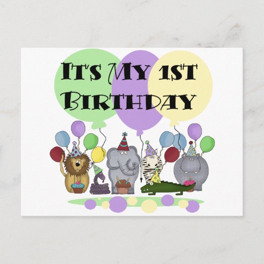 動物園の動物の誕生日Tシャツとギフト ポストカード (正面)