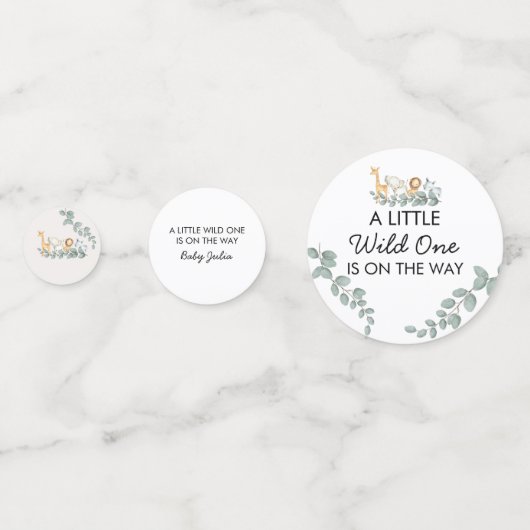 動物園の動物の赤ちゃんシャワーエレファントライオンサイ コンフェッティ (正面)