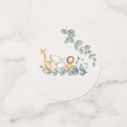 動物園の動物の赤ちゃんシャワーエレファントライオンサイ コンフェッティ (スモール正面)