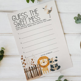 動物園の動物の赤ちゃんシャワー甘い混乱ゲームを推測 チラシ