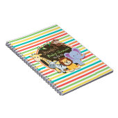 動物園の動物の赤ちゃんシャワー、明るい虹のストライプ ノートブック (右側)