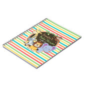 動物園の動物の赤ちゃんシャワー、明るい虹のストライプ ノートブック (左側)