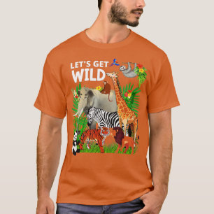 動物園の動物の野生動物の誕生日パーティー1日Z Tシャツ