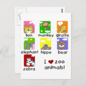 動物園の動物のTシャツとギフト ポストカード (正面/裏面)