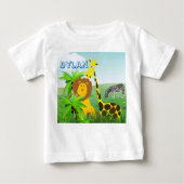 動物園の動物キリン獅子ゼブラベビーTシャツ ベビーTシャツ (正面)