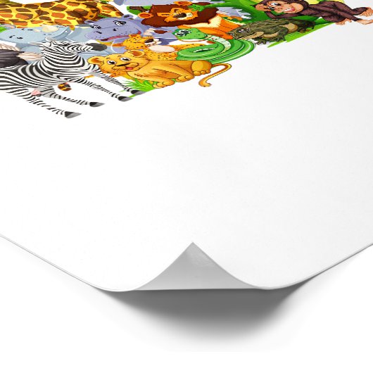 動物園の動物サファリ野生動物の誕生日パーティー1日A ポスター (角)