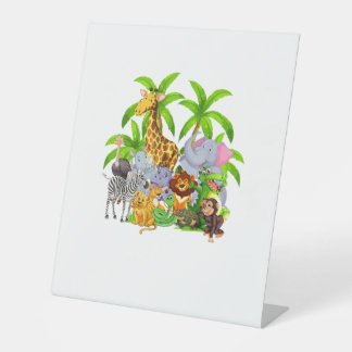 動物園の動物サファリ野生動物の誕生日パーティー1日A 台座サイン