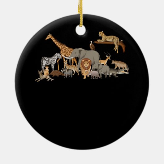 動物園の動物シャツ野生動物の誕生日パーティー1日 セラミックオーナメント (裏面)