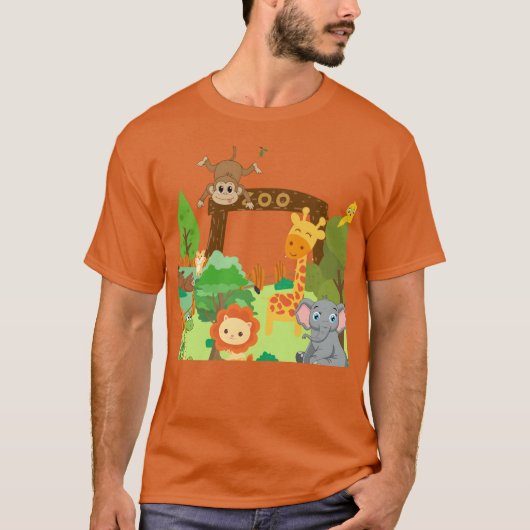 動物園の動物デザインの友達 Tシャツ (正面)