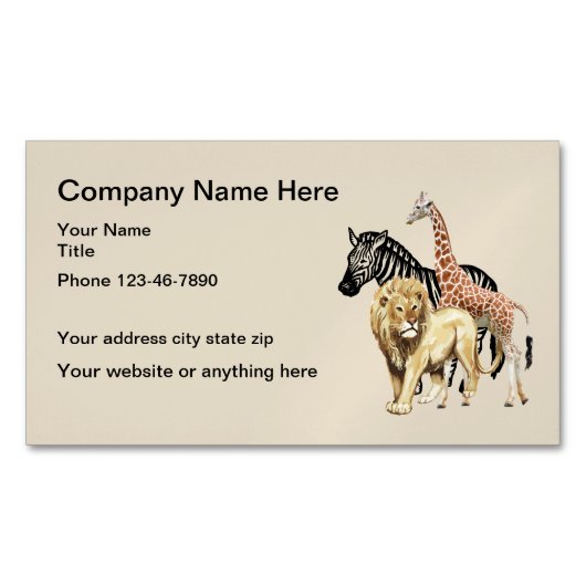 動物園の動物デザイン マグネット名刺 (正面)