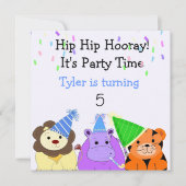 動物園の動物パーティの招待状 招待状 (正面)