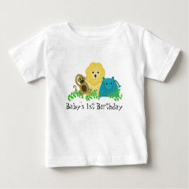 動物園の動物ベビーの1歳の誕生日 ベビーTシャツ