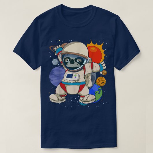 動物園の動物宇宙科学者の惑星宇宙のナマケモノ Tシャツ (デザイン正面)