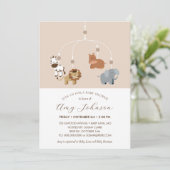 動物園の動物男女兼用の赤ちゃんシャワー招待状 招待状 (スタンド正面)