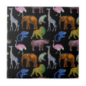 動物園の動物鮮やかの色のポップ・アートの動物愛好家 タイル (正面)