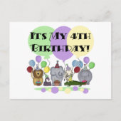 動物園の動物4th誕生日Tシャツとギフト ポストカード (正面)