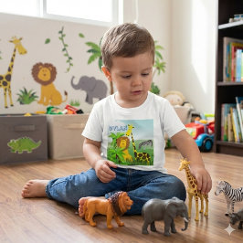動物園の動物 キリン ライオン シマウマ 赤ちゃんTシャツ ベビーTシャツ