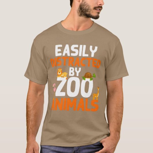 動物園の動物 キリン ライオン フラミンゴ 動物園 レトロ Tシャツ (正面)