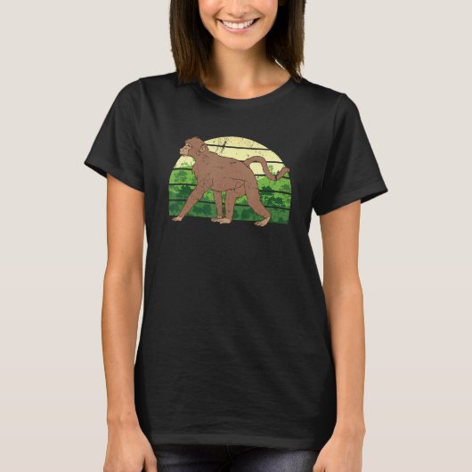 動物園の動物 ジャングルのチンパンジー レトロな猿 Tシャツ (正面)