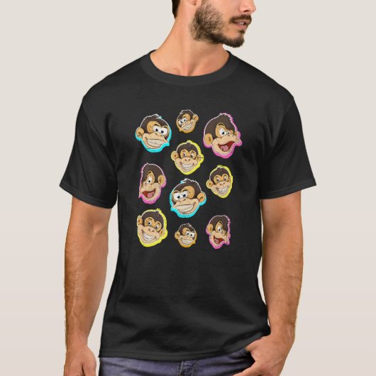 動物園の動物 チンパンジー かわいい猿 Tシャツ (正面)