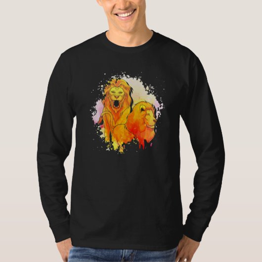 動物園の動物 ライオン アフリカ サファリ 動物 ライオン Tシャツ (正面)