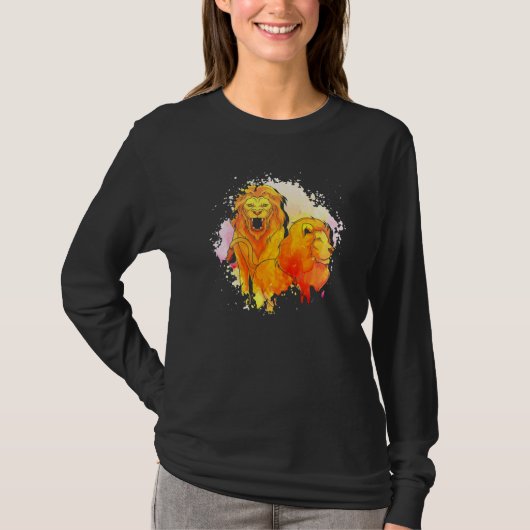 動物園の動物 ライオン アフリカ サファリ 動物 ライオン Tシャツ (正面)