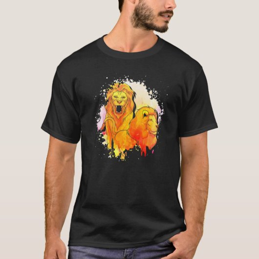 動物園の動物 ライオン アフリカ サファリ 動物 ライオン Tシャツ (正面)