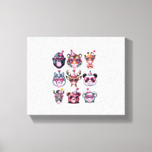 動物園の動物 誕生日パーティー 野生動物愛好家 男の子用 ギ キャンバスプリント