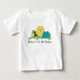 動物園の動物 赤ちゃんの1歳の誕生日 ベビーTシャツ