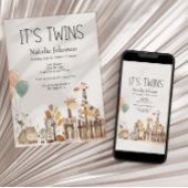 動物園の双子の赤ちゃんお披露目パーティー 招待状