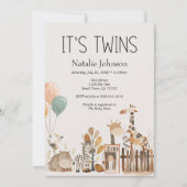 動物園の双子の赤ちゃんお披露目パーティー 招待状 (正面)