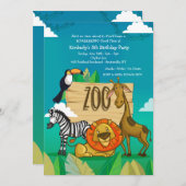 動物園の招待状のパーティー 招待状 (正面/裏面)