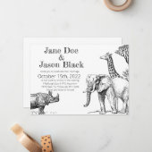 動物園の結婚式招待状 ノートカード (正面/裏面インサイチュ)