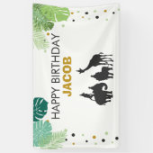 動物園の誕生日バナーサファリジャングル動物のパーティー 横断幕 (縦)