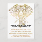 動物園の誕生日パーティゾウ | ジャングルサファリパーティー インビテーションポストカード (正面)