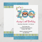 動物園の誕生日パーティーへの招待状 招待状 (正面/裏面)