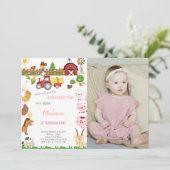 動物園の誕生日招待状（写真付き） 招待状 (スタンド正面)