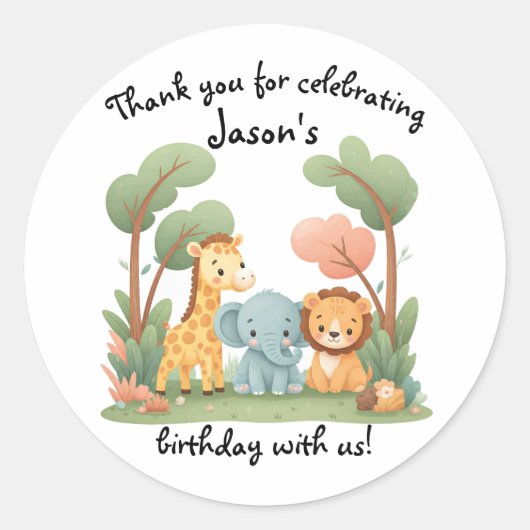 動物園の誕生日 ラウンドシール (正面)