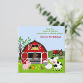 動物園の農場の動物の誕生日パーティーの招待状 招待状 (スタンド正面)