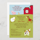 動物園の農場の赤ちゃんシャワー招待状 招待状 (正面/裏面)